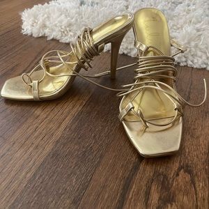 Lulus lace up gold heel